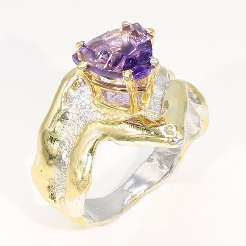 14K Gold & Crystalline Silver Amethyst Ring - 35956-Shelli Kahl-Renee Taylor Gallery