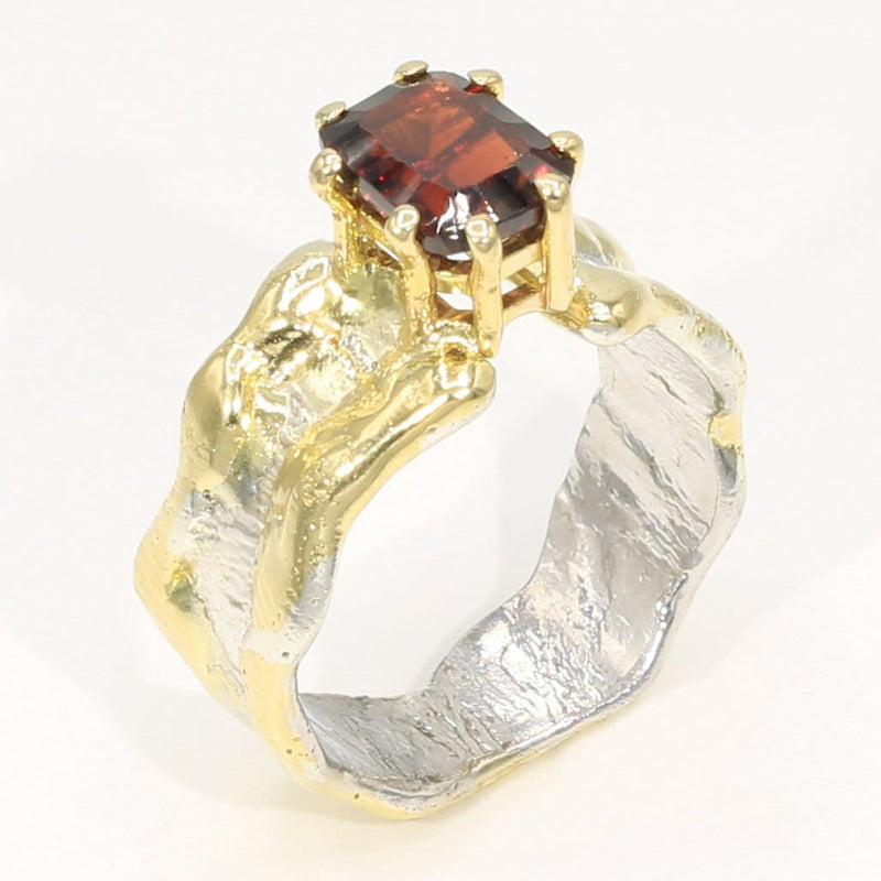 14K Gold & Crystalline Silver Garnet Ring - 35959-Shelli Kahl-Renee Taylor Gallery