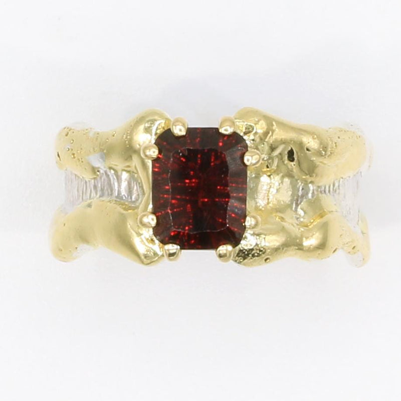 14K Gold & Crystalline Silver Garnet Ring - 35959-Shelli Kahl-Renee Taylor Gallery