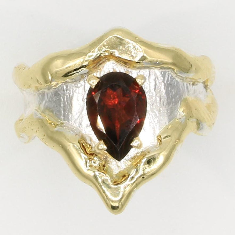14K Gold & Crystalline Silver Garnet Ring - 35962-Shelli Kahl-Renee Taylor Gallery