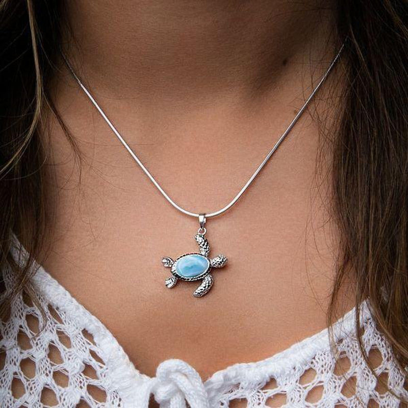 Turtle Necklace - Nturt00-ch-Marahlago Larimar-Renee Taylor Gallery