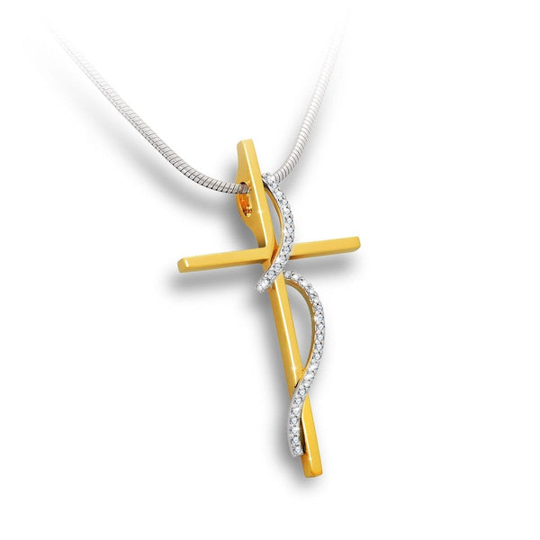 Rose Gold Plated Sterling Silver Sapphire Cross Pendant - 36/00894-RH/R ...