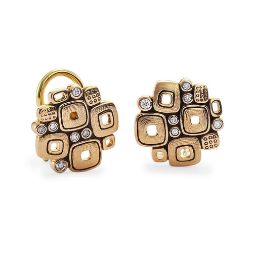 18K Little Windows Diamond Huggie Earrings - E-84R-Alex Sepkus-Renee Taylor Gallery