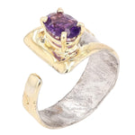 14K Gold & Crystalline Silver Amethyst Ring - 37178-Shelli Kahl-Renee Taylor Gallery