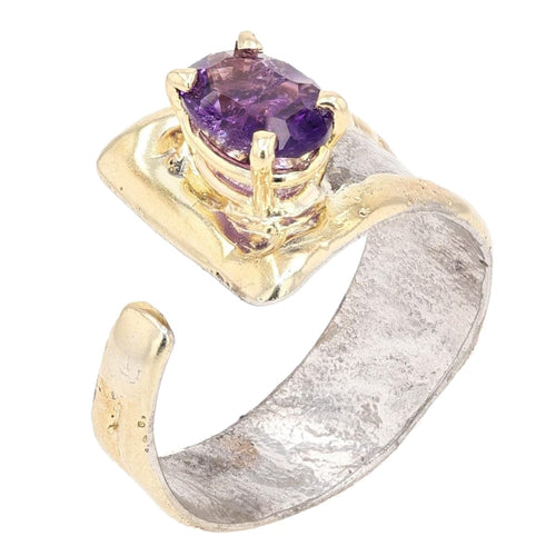 14K Gold & Crystalline Silver Amethyst Ring - 37178-Shelli Kahl-Renee Taylor Gallery