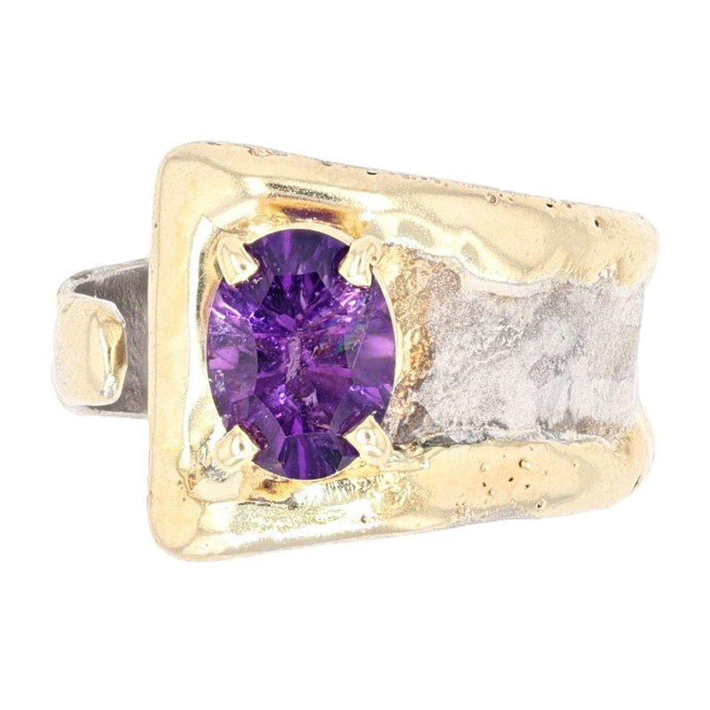 14K Gold & Crystalline Silver Amethyst Ring - 37178-Shelli Kahl-Renee Taylor Gallery