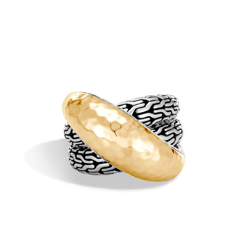 Classic Chain Silver & Hammered Gold Ring - RZ90238-John Hardy-Renee Taylor Gallery