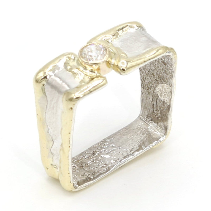 14K Gold & Crystalline Silver Diamond Ring - 37384-Shelli Bement-Renee Taylor Gallery