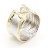 14K Gold & Crystalline Silver Diamond Ring - 37386-Fusion Designs-Renee Taylor Gallery