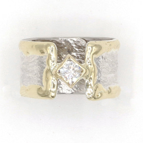 14K Gold & Crystalline Silver Diamond Ring - 37386-Shelli Kahl-Renee Taylor Gallery