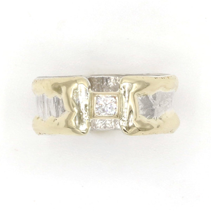 14K Gold & Crystalline Silver Diamond Ring - 37389-Shelli Kahl-Renee Taylor Gallery