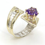 14K Gold & Crystalline Silver Diamond & Amethyst Ring - 37392-Shelli Kahl-Renee Taylor Gallery
