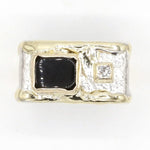 14K Gold & Crystalline Silver Diamond & Onyx Ring - 37394-Fusion Designs-Renee Taylor Gallery