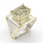 14K Gold & Crystalline Silver Prasiolite Ring - 37401-Shelli Kahl-Renee Taylor Gallery
