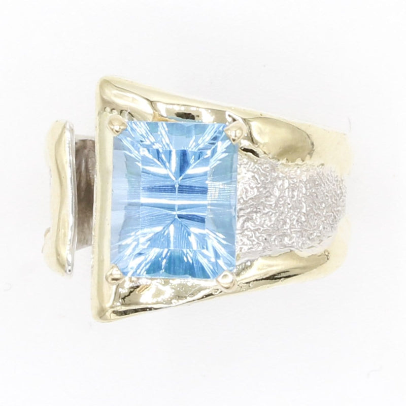 14K Gold & Crystalline Silver Blue Topaz Ring - 37407-Shelli Kahl-Renee Taylor Gallery