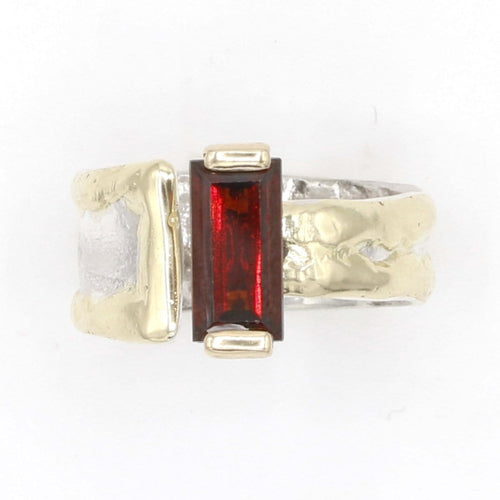 14K Gold & Crystalline Silver Garnet Ring - 37411-Shelli Kahl-Renee Taylor Gallery