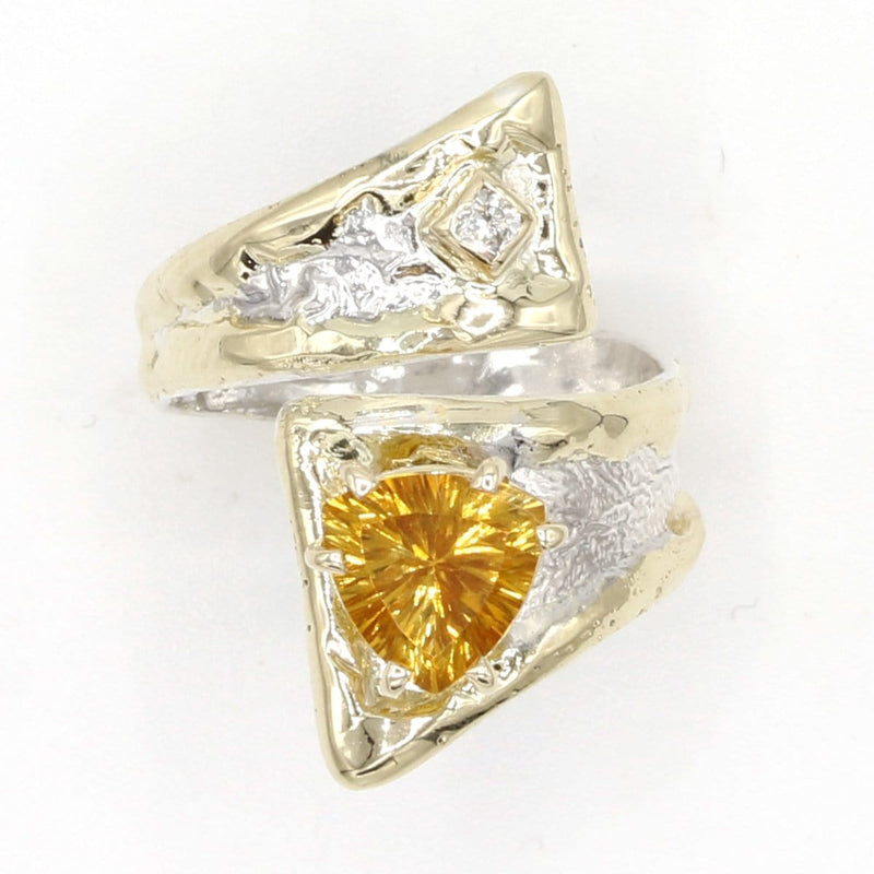 14K Gold & Crystalline Silver Diamond & Citrine Ring - 37414-Shelli Kahl-Renee Taylor Gallery