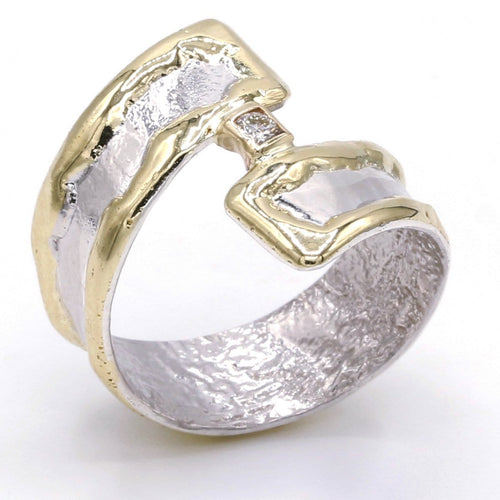 14K Gold & Crystalline Silver Diamond Ring - 37427-Shelli Kahl-Renee Taylor Gallery