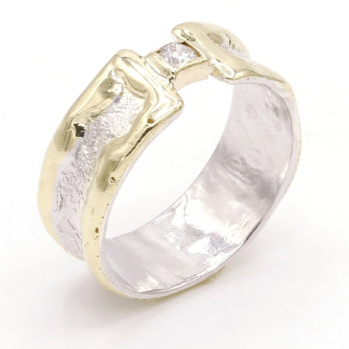 14K Gold & Crystalline Silver Diamond Ring - 37429-Shelli Kahl-Renee Taylor Gallery
