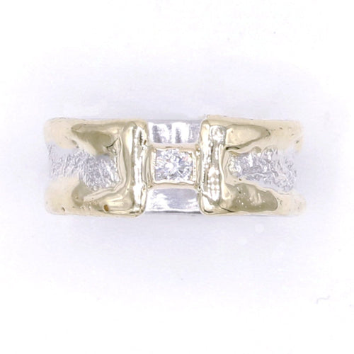 14K Gold & Crystalline Silver Diamond Ring - 37429-Shelli Kahl-Renee Taylor Gallery
