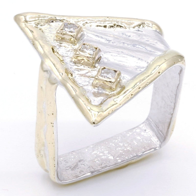 14K Gold & Crystalline Silver Diamond Ring - 37431-Shelli Kahl-Renee Taylor Gallery
