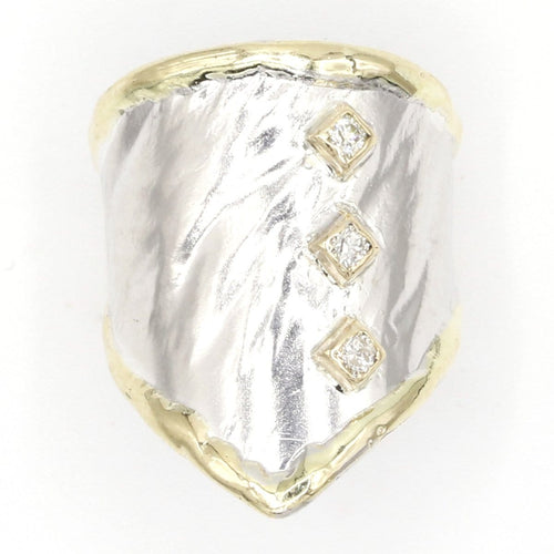 14K Gold & Crystalline Silver Diamond Ring - 37433-Shelli Kahl-Renee Taylor Gallery