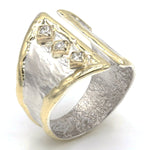 14K Gold & Crystalline Silver Diamond Ring - 37434-Shelli Kahl-Renee Taylor Gallery