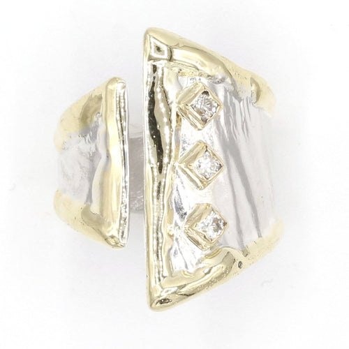 14K Gold & Crystalline Silver Diamond Ring - 37435-Shelli Kahl-Renee Taylor Gallery