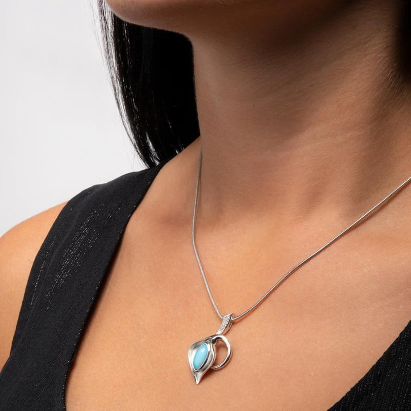 Calla Lily White Sapphire Necklace - Ncall00-00-Marahlago Larimar-Renee Taylor Gallery