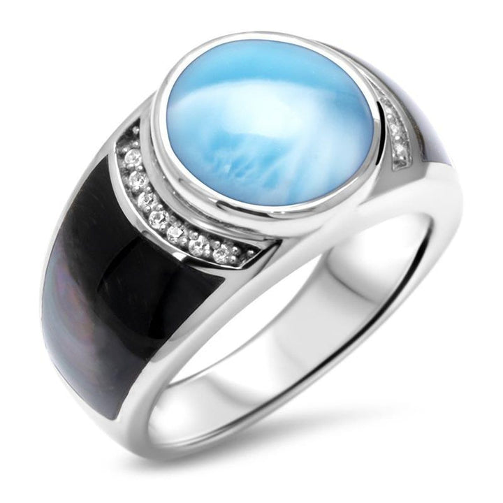 Laguna White Sapphire Black Mother of Pearl Ring - Rlagu00-00-Marahlago Larimar-Renee Taylor Gallery