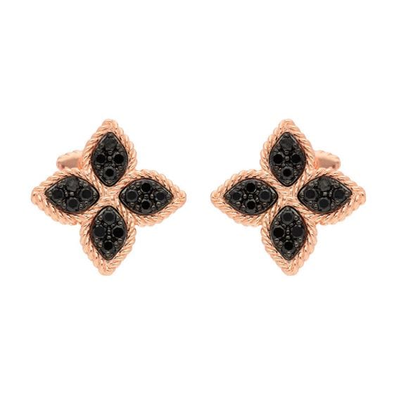 18k Rose Gold & Black Diamond Earrings - 7771704AXERB-Roberto Coin-Renee Taylor Gallery