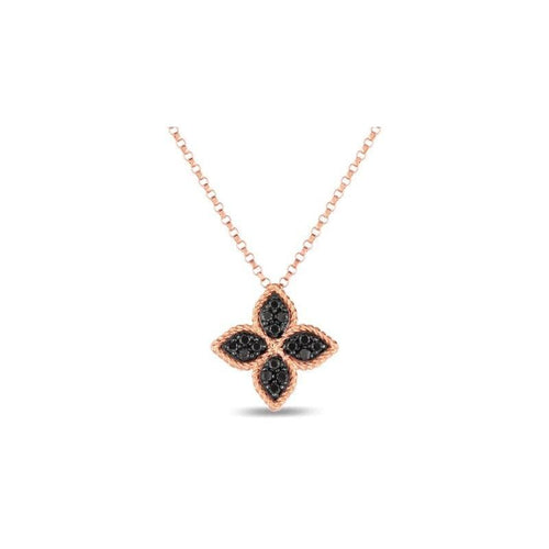 18K Rose Gold & Black Diamond Necklace - 7771918ABCHX-Roberto Coin-Renee Taylor Gallery