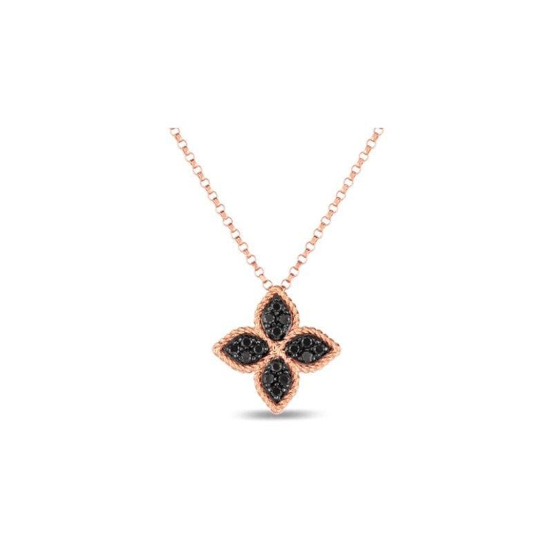 18K Rose Gold & Black Diamond Necklace - 7771918ABCHX-Roberto Coin-Renee Taylor Gallery