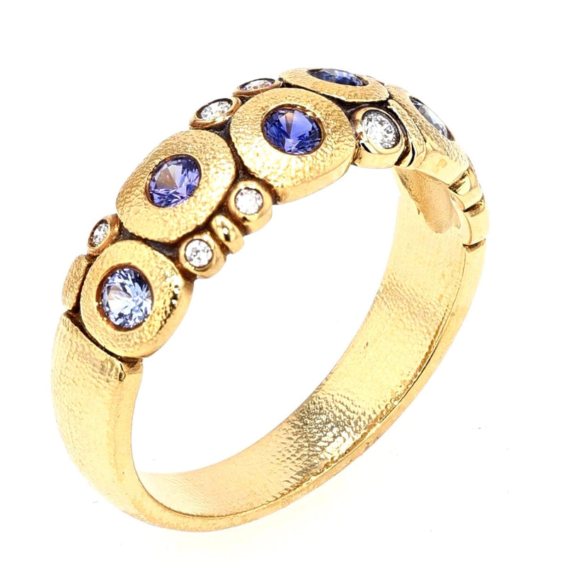 18K Candy Blue Purple Mix Sapphire & Diamond Dome Ring - R-122S-Alex Sepkus-Renee Taylor Gallery