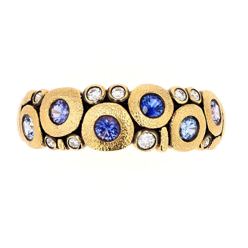 18K "Candy" Blue Purple Mix Sapphire & Diamond Dome Ring - R-122S-Alex Sepkus-Renee Taylor Gallery