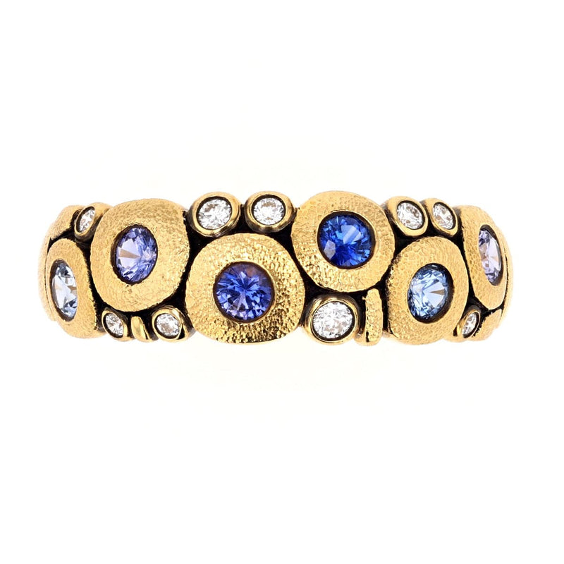 18K Candy Blue Purple Mix Sapphire & Diamond Dome Ring - R-122S-Alex Sepkus-Renee Taylor Gallery