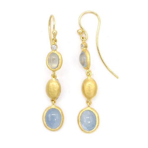 Marika AquaMrine, 14k Gold & Diamond Earrings - M6924-Marika-Renee Taylor Gallery