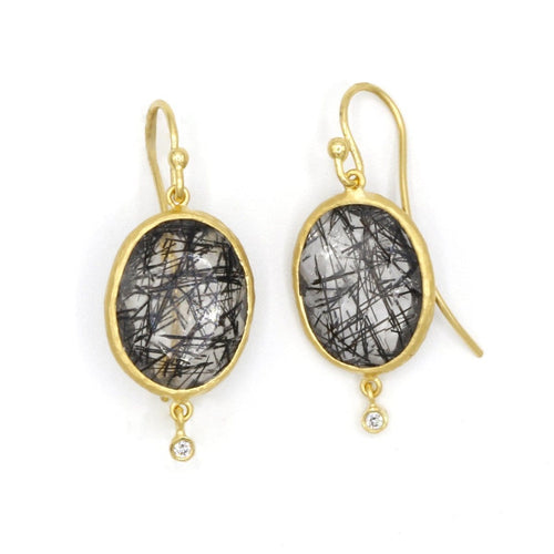 14K Gold Rutilated Quartz & Diamond Earrings - M6880-Marika-Renee Taylor Gallery