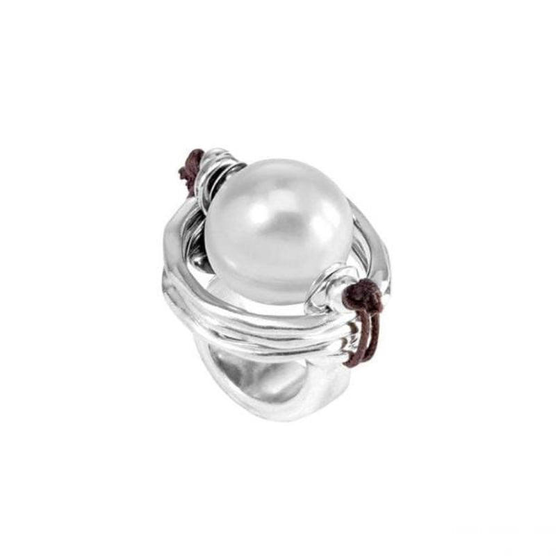 A Pearl of Wisdom Sterling Silver Plated Ring - ANI0390BPLMTL-UNO de 50-Renee Taylor Gallery