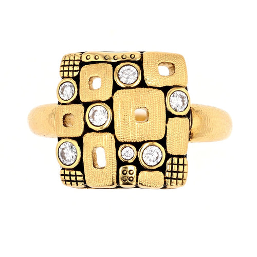 18K "Square Windows" Diamond Dome Band Ring - R-158D-Alex Sepkus-Renee Taylor Gallery
