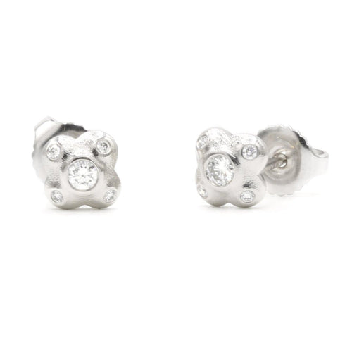 Platinum Flora Diamond Stud Earrings - ES-6PD Pair-Alex Sepkus-Renee Taylor Gallery