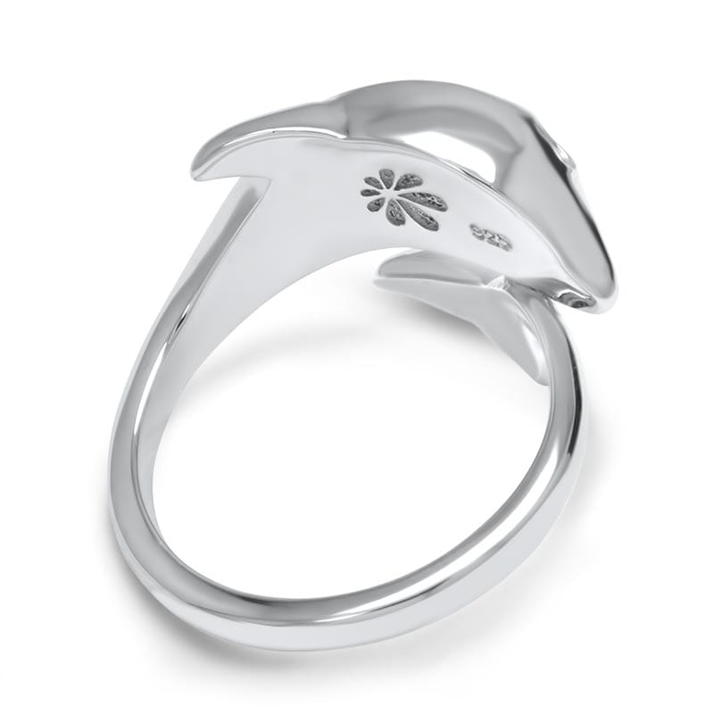Sterling Silver Rhodium Plated Dolphin Design Polished Open Toe Ring -  Walmart.com