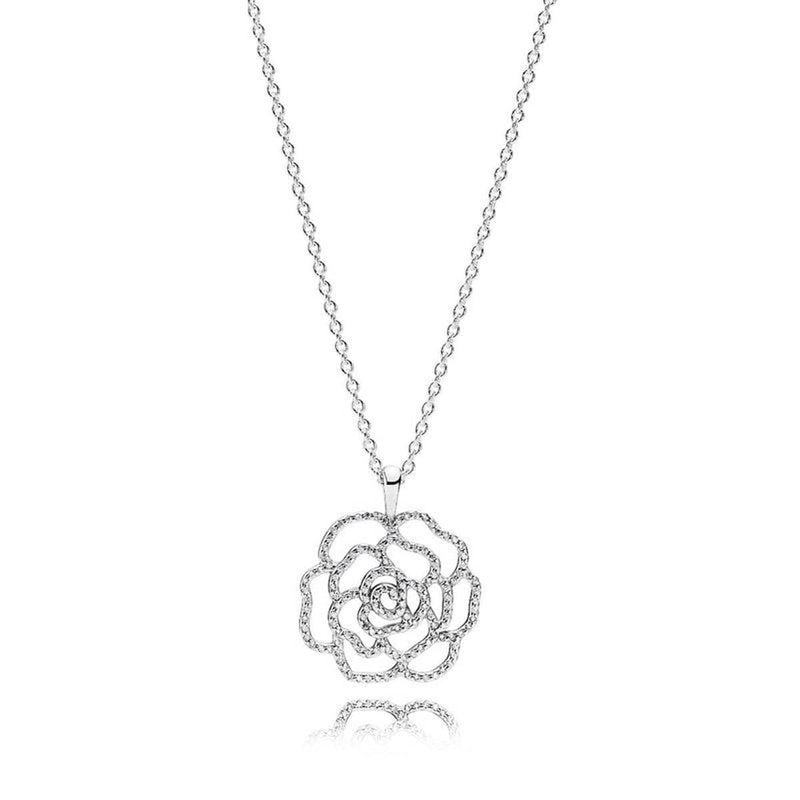 Shimmering Rose Clear Cubic Zirconia Necklace - 390368CZ-90-Pandora-Renee Taylor Gallery
