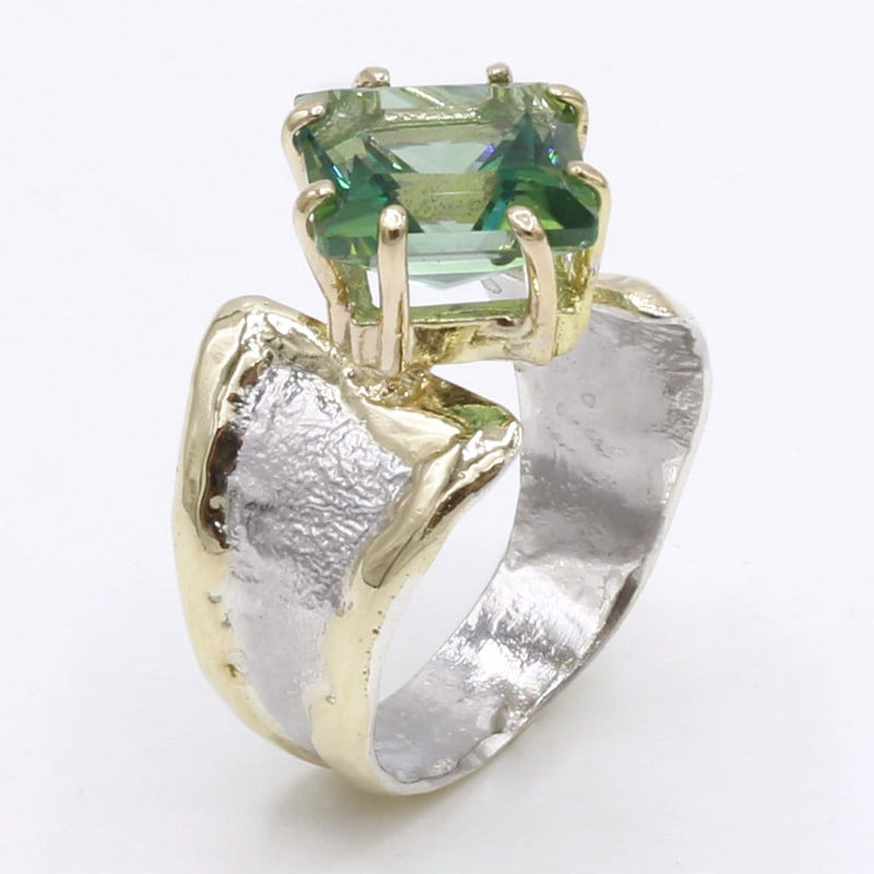 14K Gold & Crystalline Silver Rainforest Green Topaz Ring - 40337-Shelli Kahl-Renee Taylor Gallery