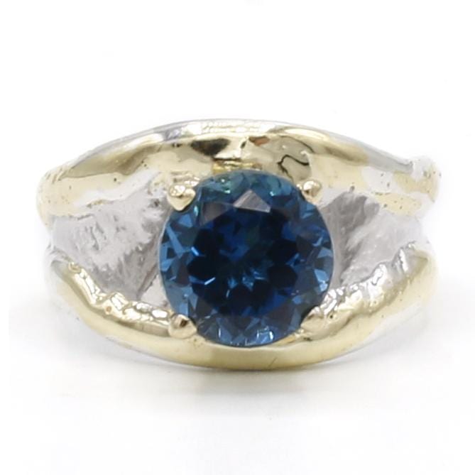 14K Gold & Crystalline Silver London Blue Topaz Ring - 40343-Shelli Bement-Renee Taylor Gallery