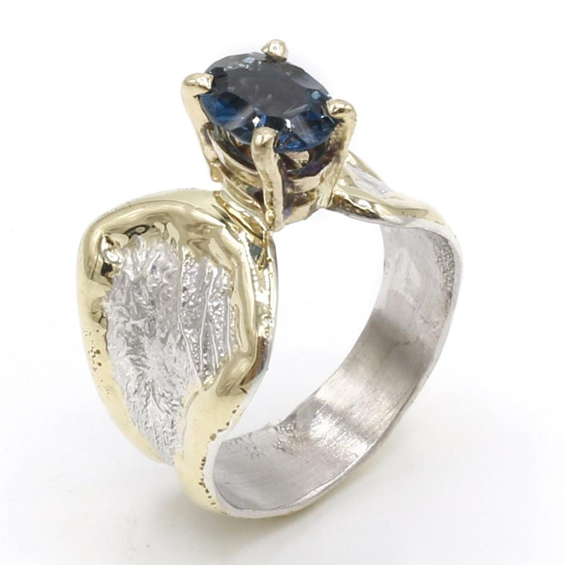 14K Gold & Crystalline Silver London Blue Topaz Ring - 40344-Shelli Kahl-Renee Taylor Gallery