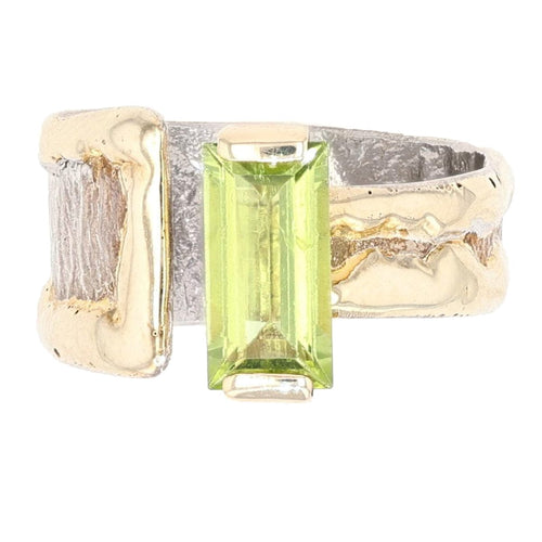 14K Gold & Crystalline Silver Peridot Ring - 40346-Shelli Kahl-Renee Taylor Gallery