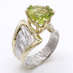 14K Gold & Crystalline Silver Peridot Ring - 40349-Shelli Kahl-Renee Taylor Gallery
