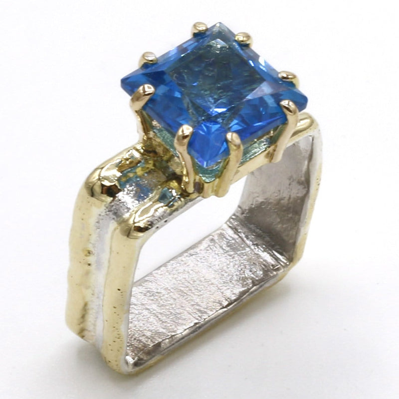 14K Gold & Crystalline Silver Kashmir Topaz Ring - 40355-Shelli Kahl-Renee Taylor Gallery