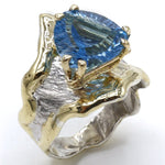 14K Gold & Crystalline Silver Blue Topaz Ring - 40356-Shelli Kahl-Renee Taylor Gallery